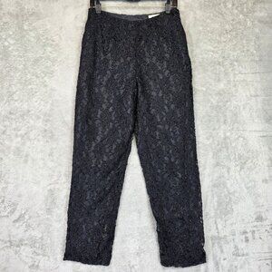 Sarah B Studio Pants Womens 8 Black Lace Tapered Side Zip Lined Metallic Dress